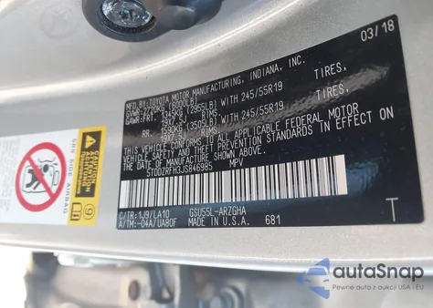 2018 Toyota Highlander Limited/Ltd Platinum z USA, uszkodzony, nr VIN 5TDDZRFH3JS846985